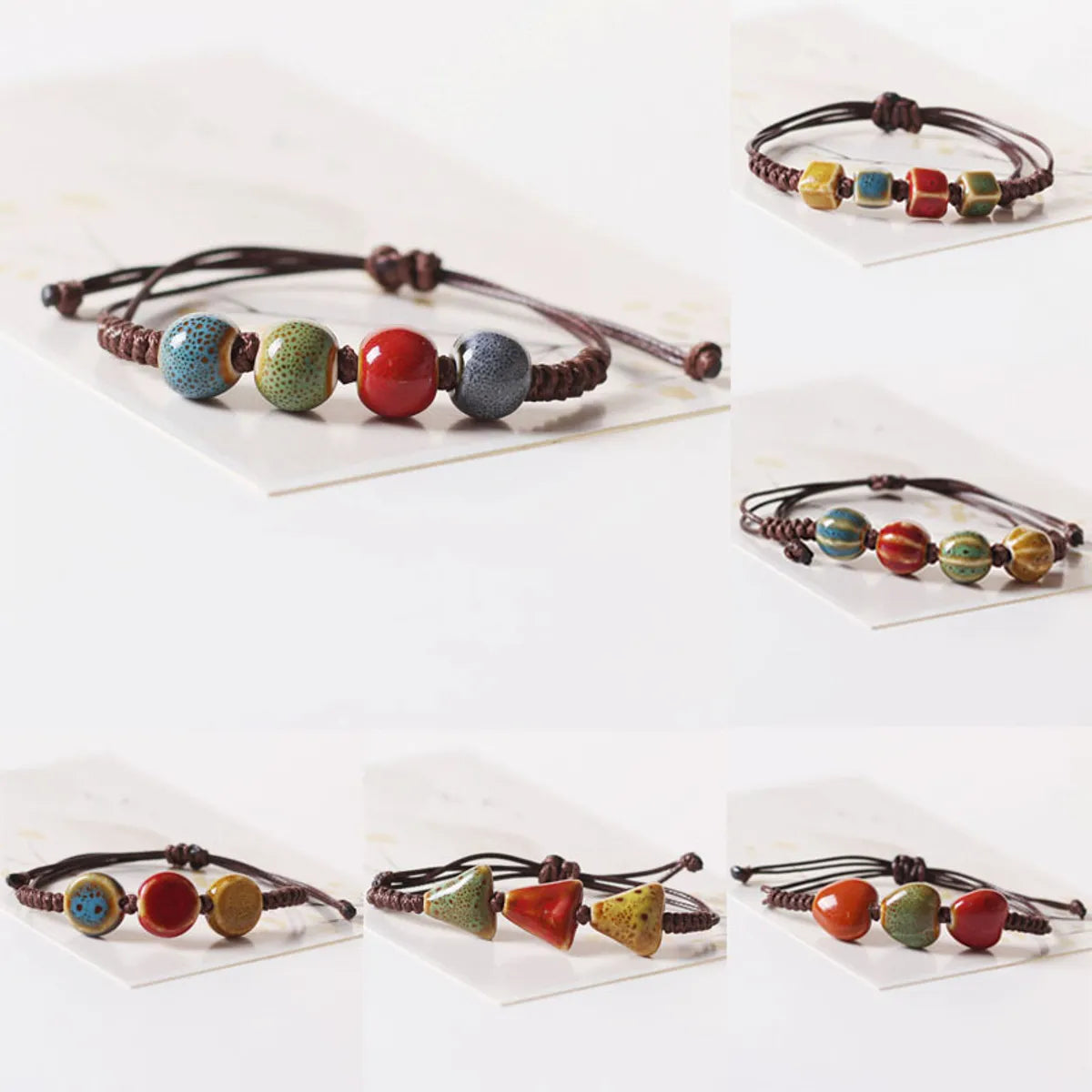 women's bracelets with slim band -Ethnic Style Round Ceramics Knitting Women'S Bracelets