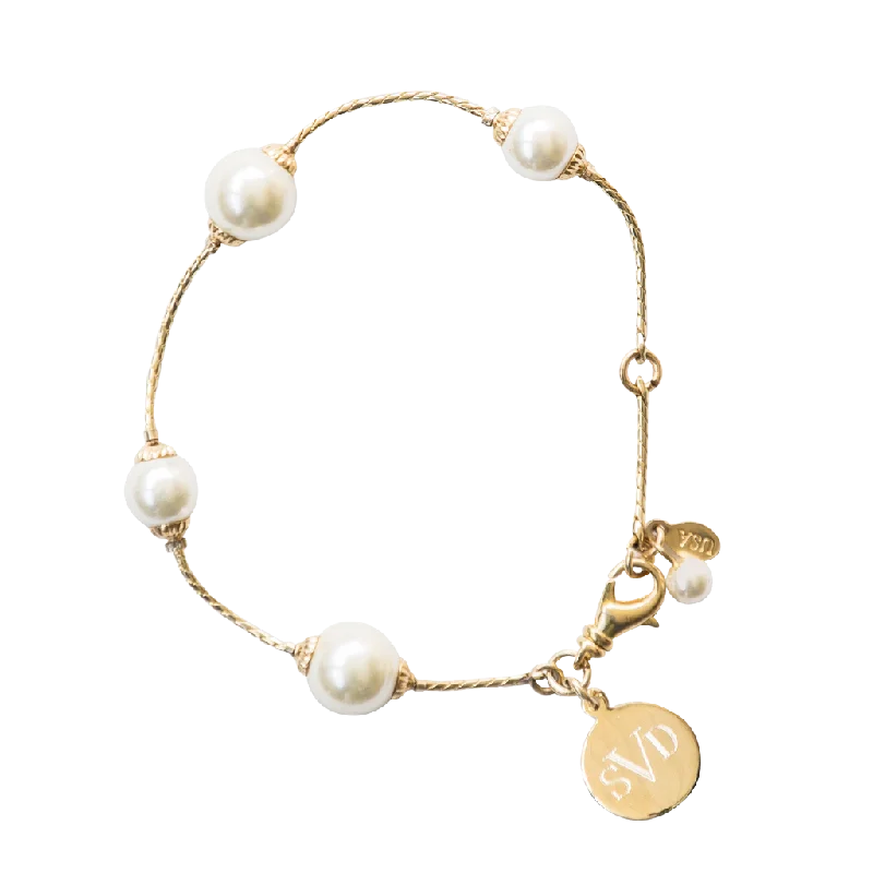 women's bracelets with pearl and gemstone -Pearlfection Monogram Bracelet