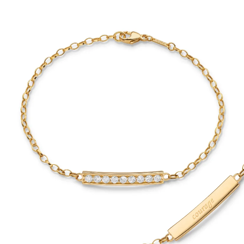 women's bracelets with modern finish -Diamond "Courage" Petite Poesy Bracelet