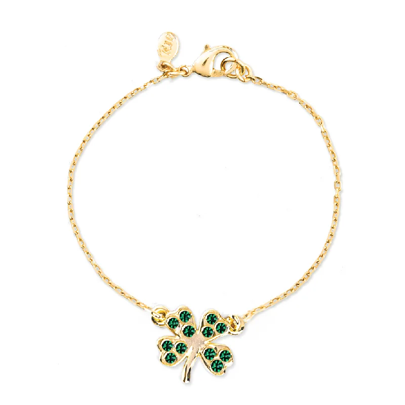 women's bracelets with chain -The Crystal Four Leaf Clover Bracelet