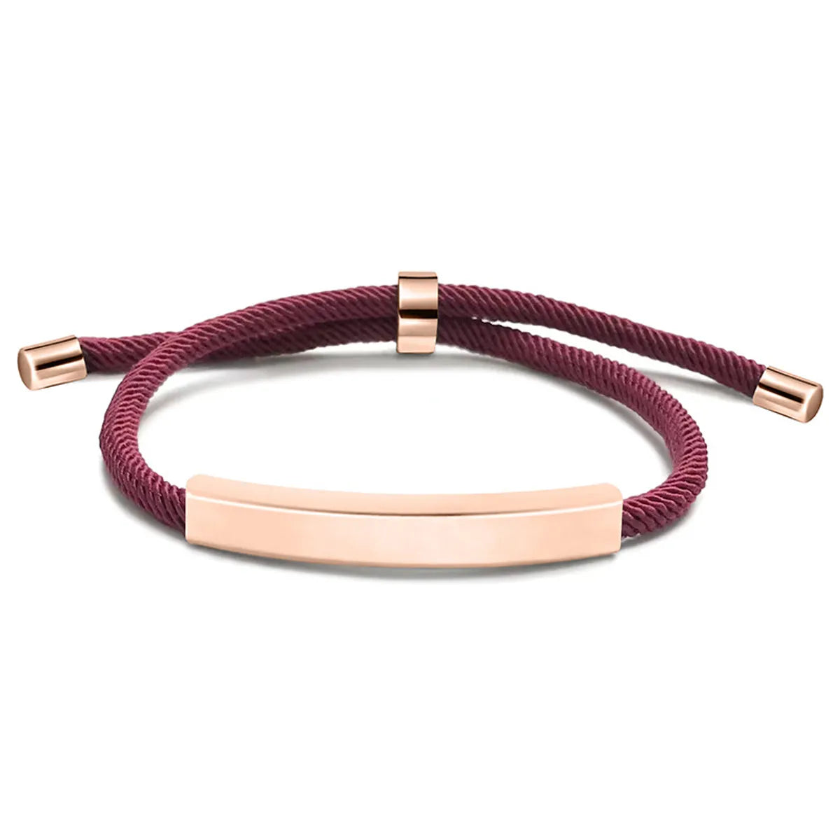 Wine Red Rope Bracelet Rose Gold