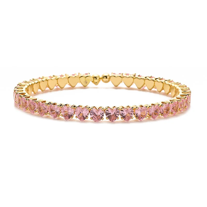 Gold Pink Diamond Heart Bracelet