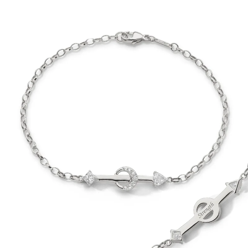 women's bracelets with clasp -"Strength" Arrow Petite Poesy Sterling Silver Bracelet