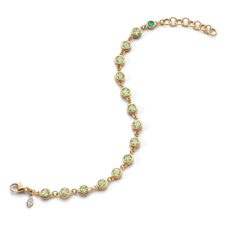 women's bracelets with personalized charms -Peridot Tennis Bracelet in 18K Gold