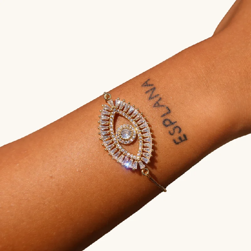 women's bracelets with diamond bangle -Baguette Diamond Eye Bracelet