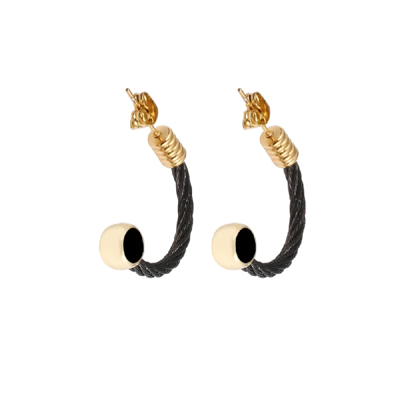 Black Black Circle Earrings