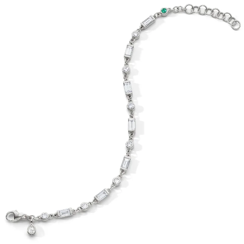 women's bracelets with charm -Baguette & Round Sapphire Tennis Bracelet