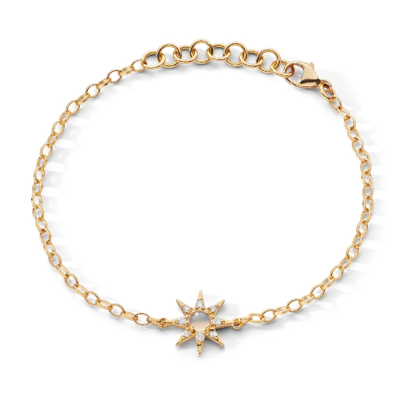 women's bracelets with boho style -Petite Diamond & Opal Star Bracelet