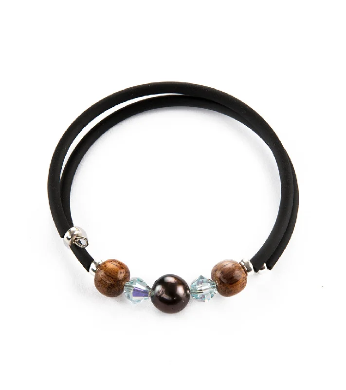 women's bracelets with vintage charm -Tahitian Pearl Light Azore Black Adjustable Bracelet