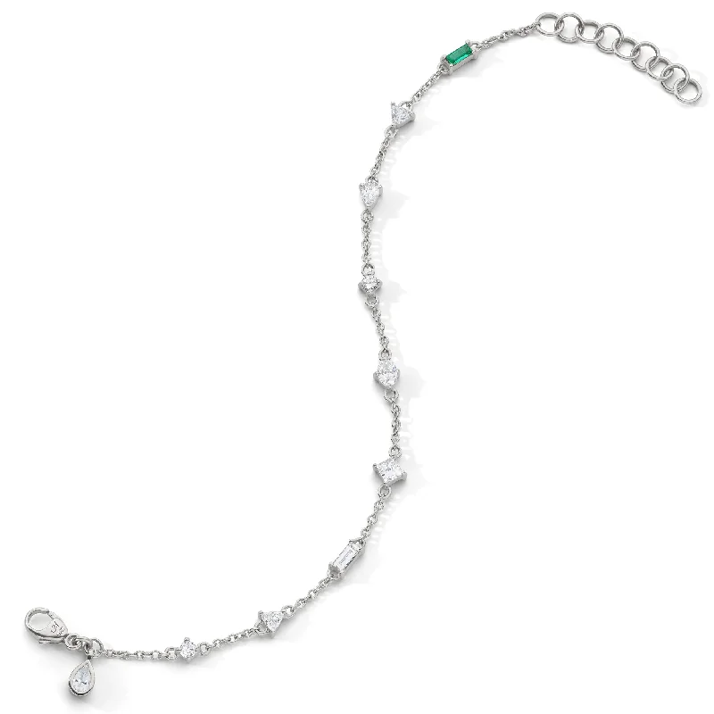 women's bracelets with custom color -Fancy Cut Staggered Rock Crystal Tennis Bracelet