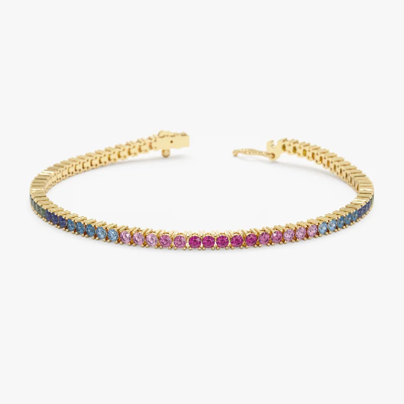 women's bracelets with celestial design -Rainbow Sapphire Tennis Bracelet, Inga