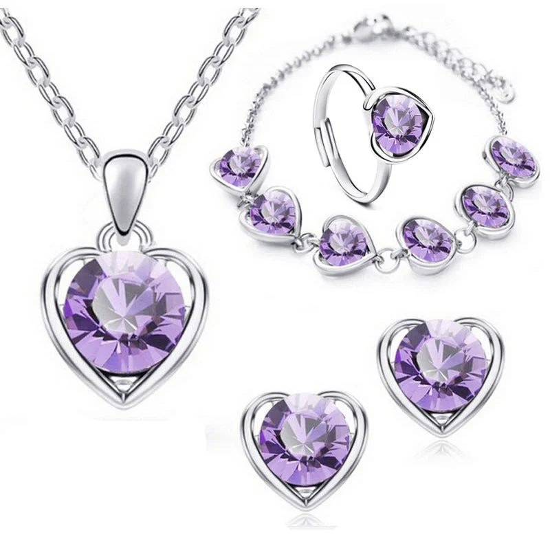 Four-Piece Set (Silver Light Purple)