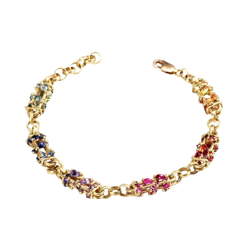 women's bracelets with interlocking rings -Rainbow Fontaine Bar Link Bracelet