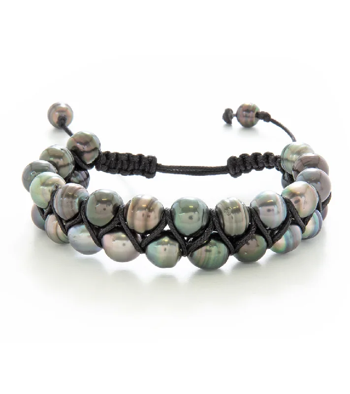 women's bracelets with custom color -Woven Tahitian Pearl Bracelet (30 Pearls)- 36954C