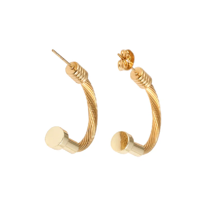 Gold Nail Bright Steel Wire Earrings