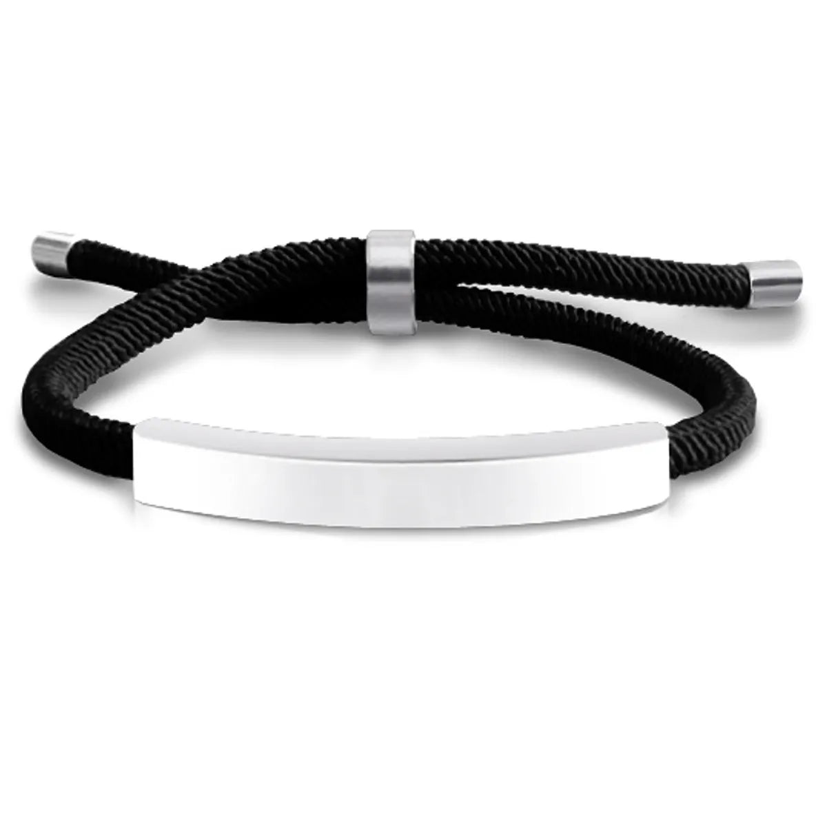 Black Rope Bracelet Silver