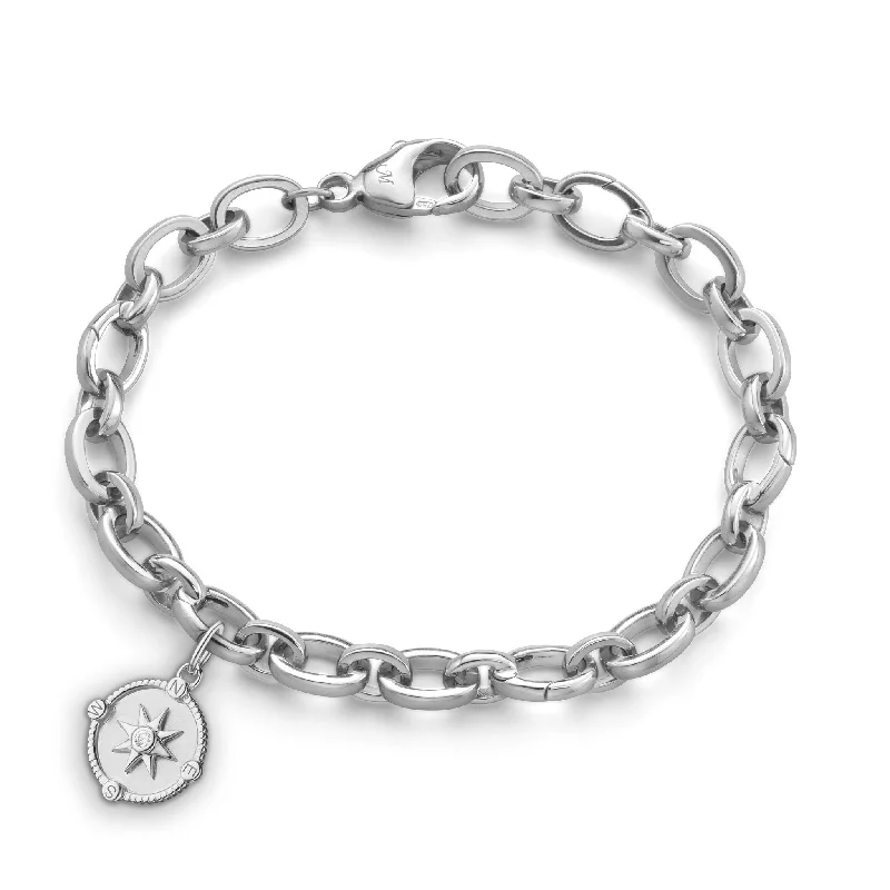 women's bracelets with sapphire -Design Your Own Mini "Adventure" Compass Audrey Link Charm Bracelet