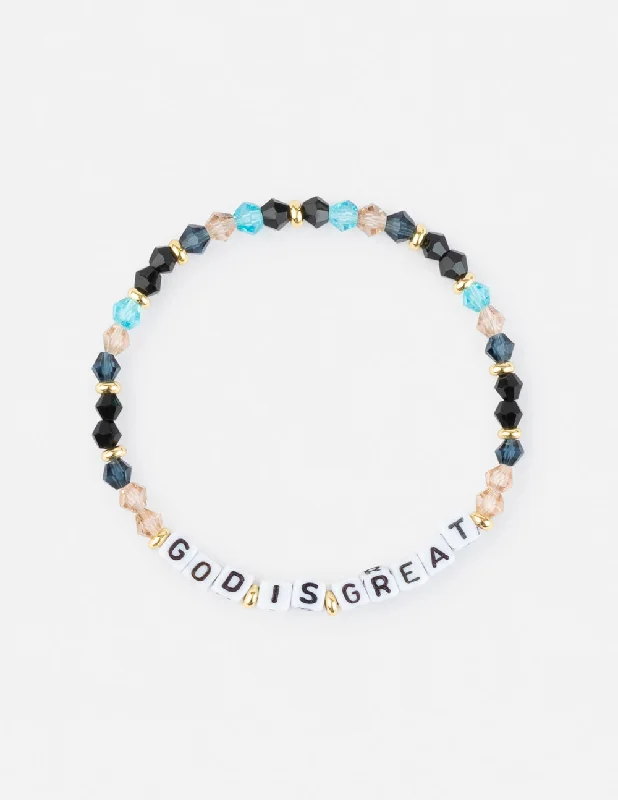 women's bracelets with geometric design -God is Great Letter Bracelet