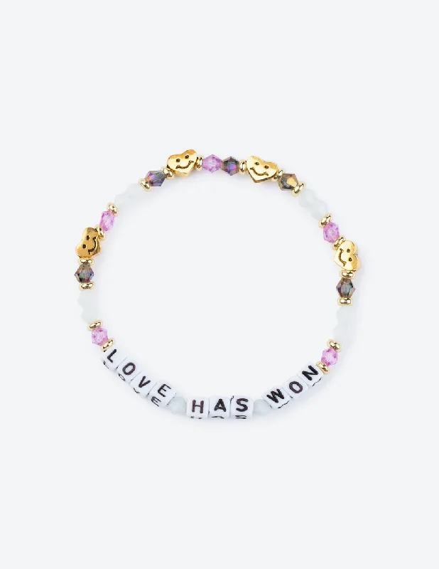 women's bracelets with chain link -Love Has Won Letter Bracelet