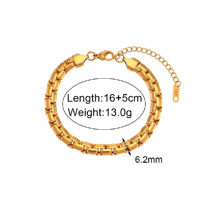 6.2mm Square Pearl Flat Chain 16 5-Gold