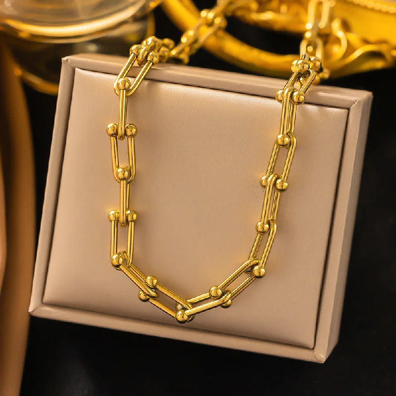 YC [H222] Vachette Clasp Necklace [Gold]