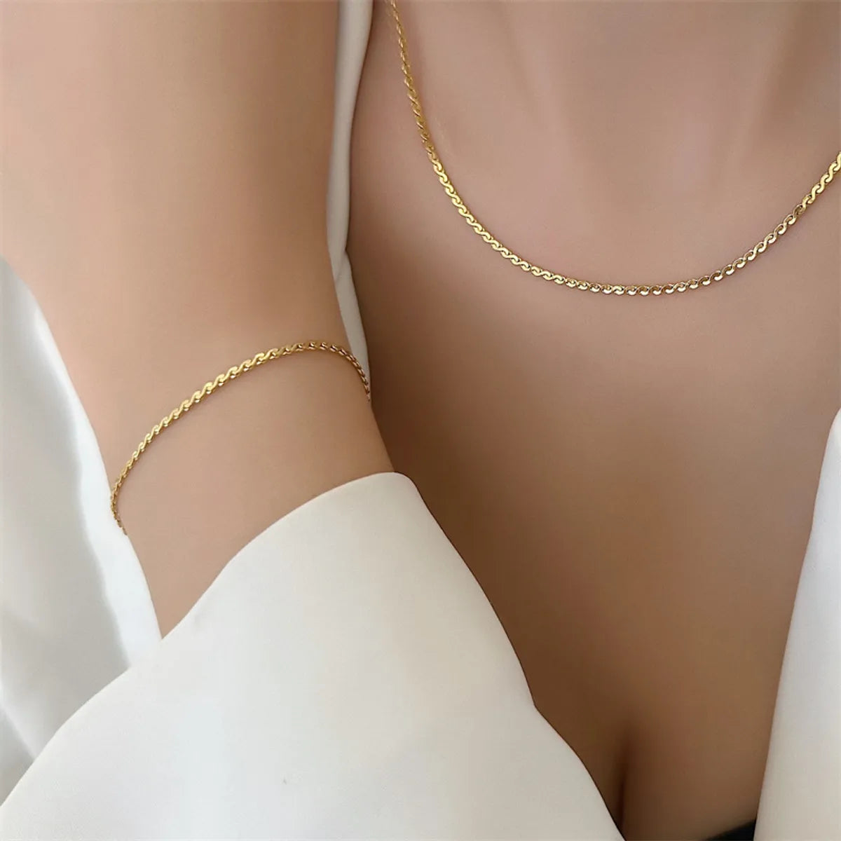 women's bracelets with delicate detailing -Ins Style Solid Color Titanium Steel Bracelets Necklace