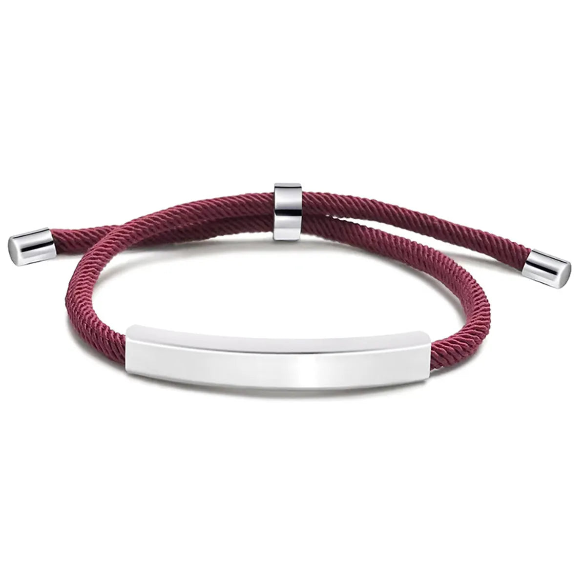 Wine Red Rope Bracelet Silver