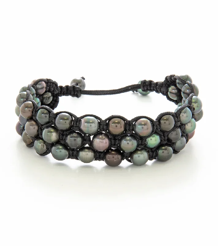 women's bracelets with rhinestone embellishments -Woven Tahitian Pearl Bracelet (45 Pearls)- 36960C