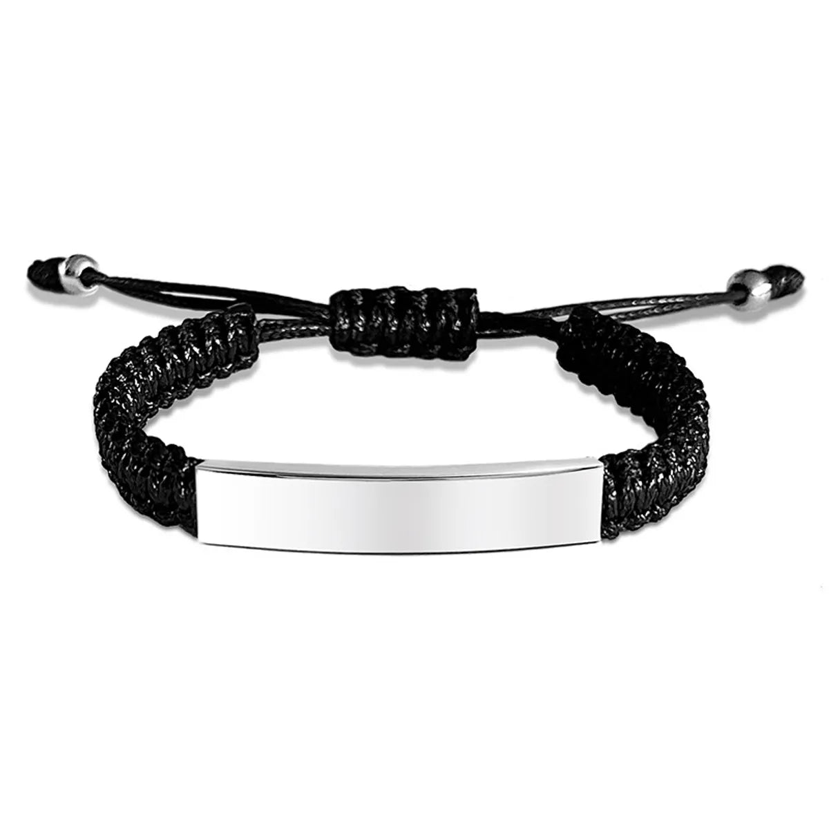 New Black Rope Woven Bracelet Silver