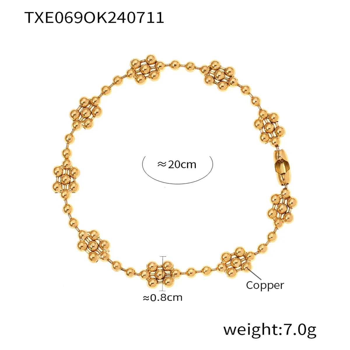 Gold Bracelet with Double Beads