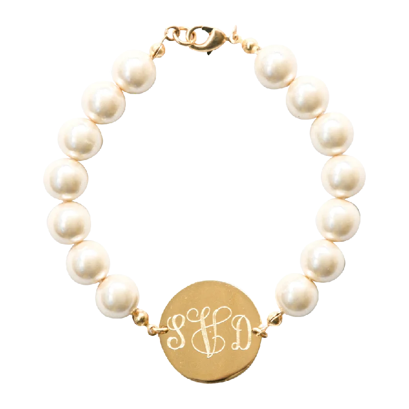 women's bracelets with fashion-forward design -Pearl Monogram Bracelet