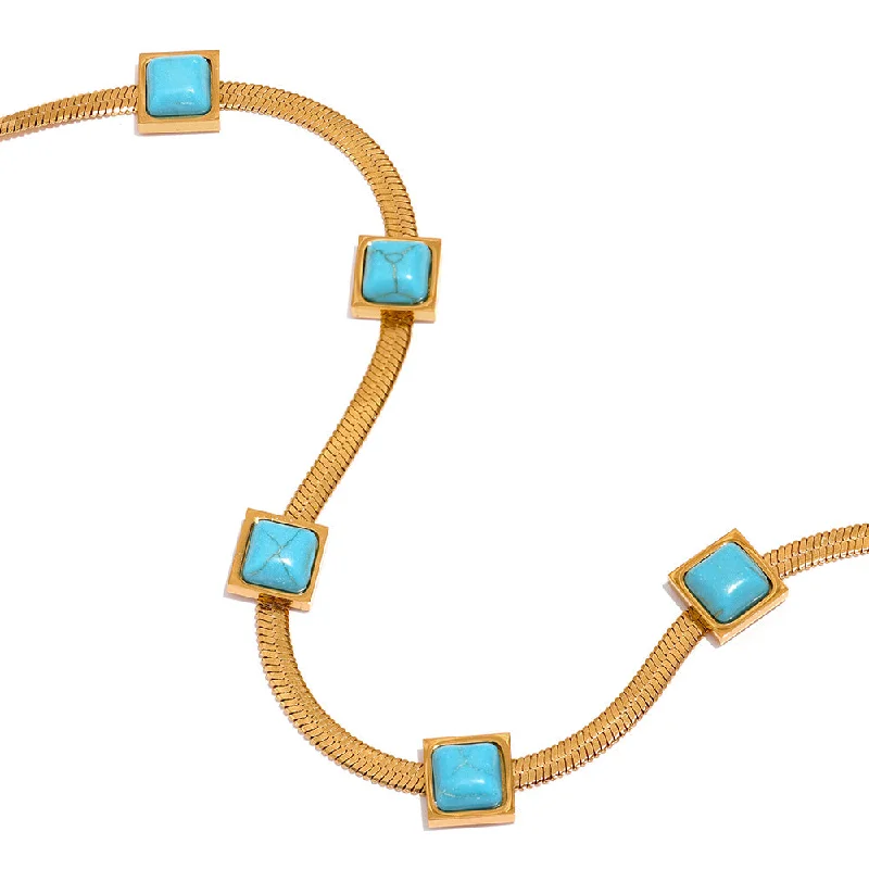 Jyh1146 Necklace Gold Five Turquoise