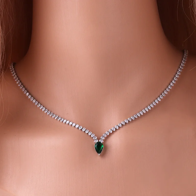 White Gold Green Necklace