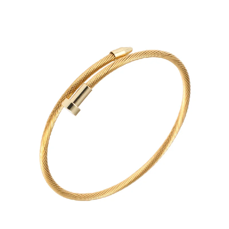 Gold Nail Bright Steel Wire Bracelet