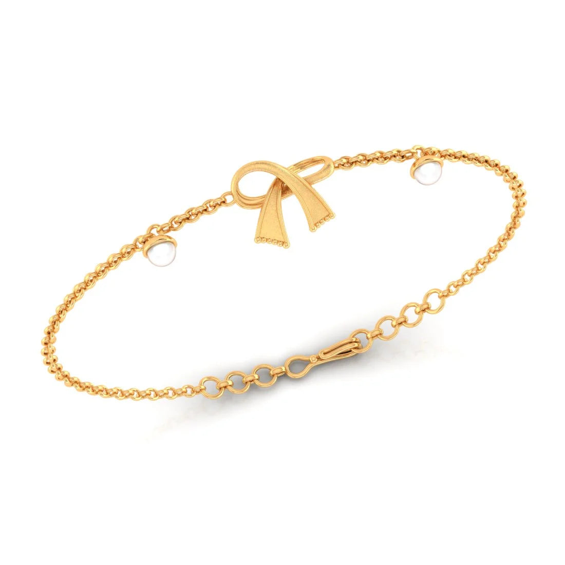 women's bracelets with sterling silver -22K (916) Gold Bracelet Ribbon Design With Embedded Pearls