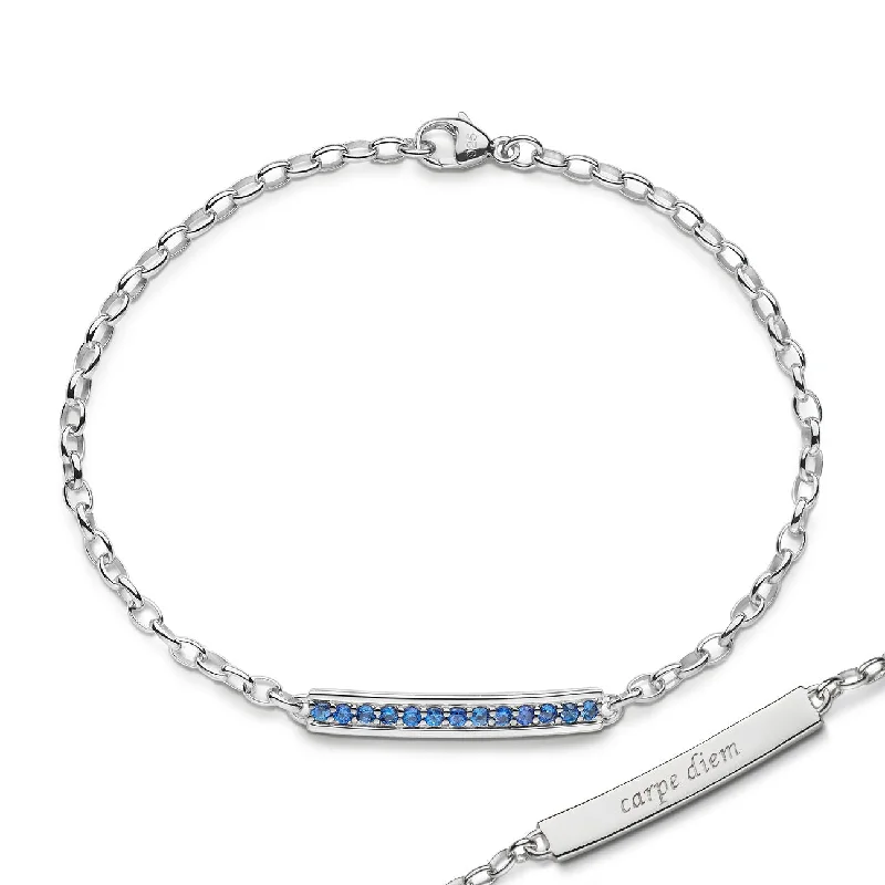 women's bracelets with adjustable closure -"Carpe Diem" Blue Sapphire Poesy Bracelet