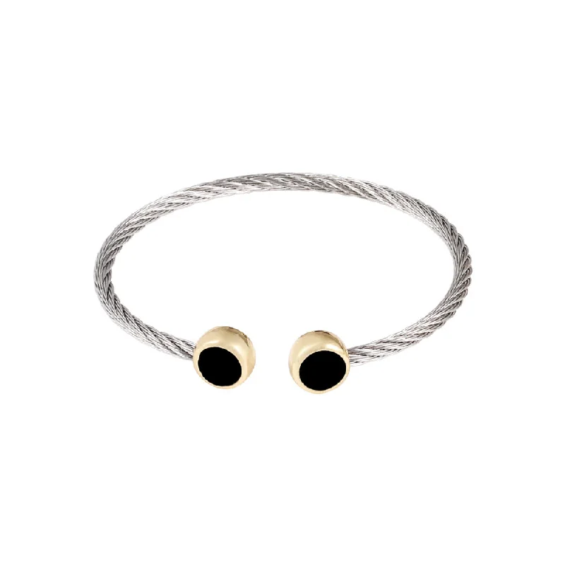 Silver Black Circle Bracelet