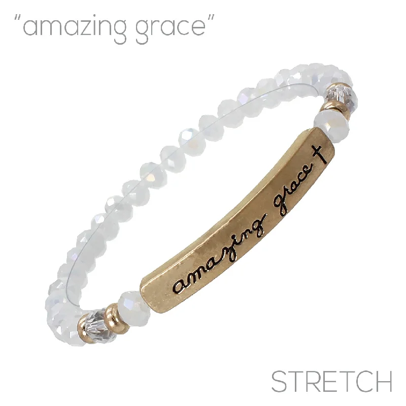 women's bracelets with delicate detailing -"Amazing Grace" Glass Bead Stretch Bracelet