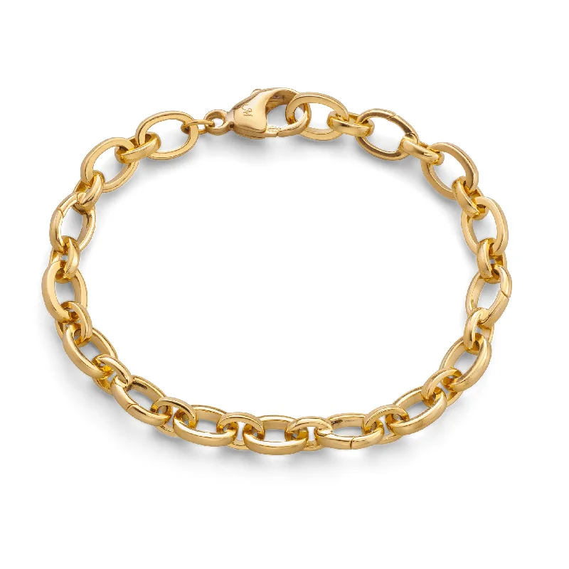 women's bracelets with diamond bangle -"Audrey" Link Charm Bracelet in 18K Yellow Gold