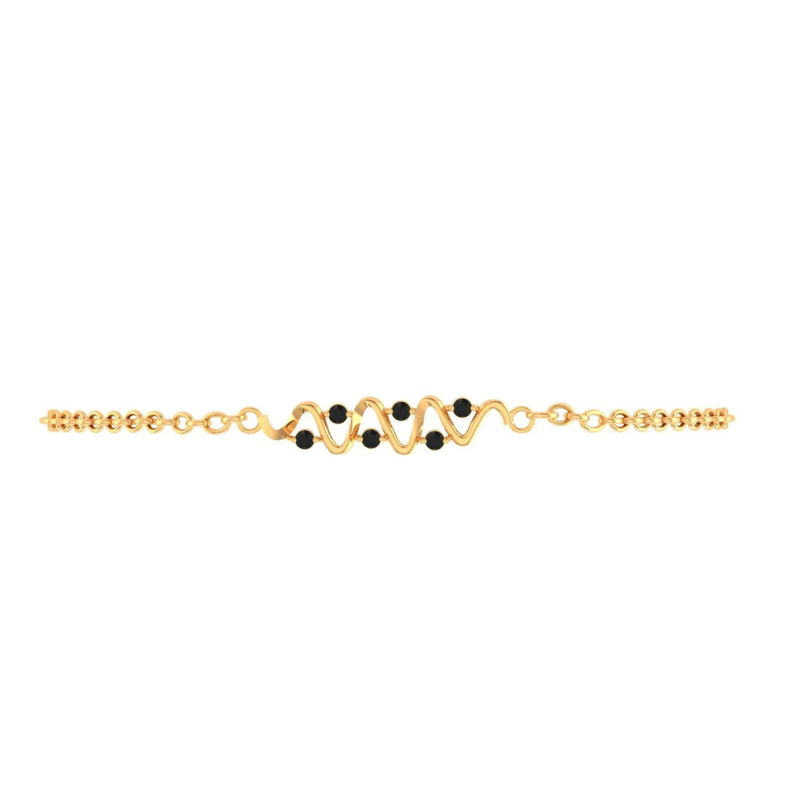 women's bracelets with luxury design -22K (916) Gold Bracelet With Wavy Design And Black Stones