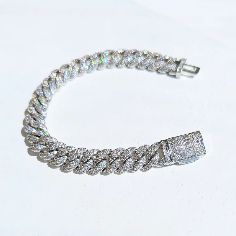 women's bracelets with silver bangles -Kids' Silver Diamond Cuban Link Bracelet